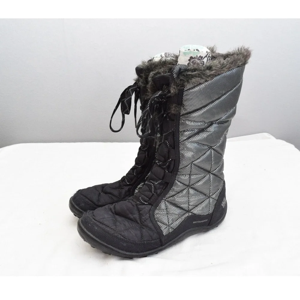 Columbia Minx Mid II Omni-Heat Boots 8.5 Black Silver Waterproof Women Winter